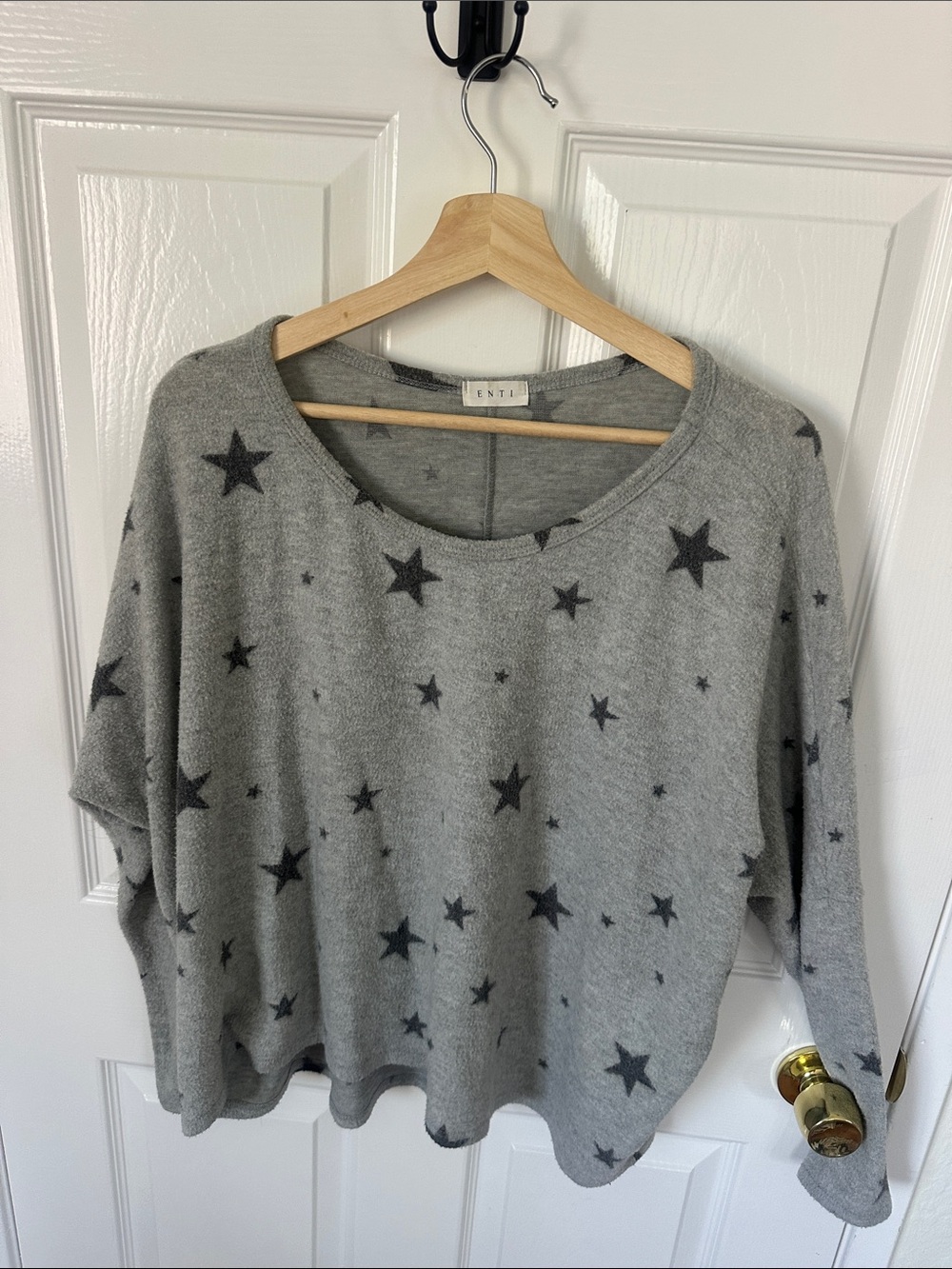 ENTL Gray Star-Print Crewneck Sweater